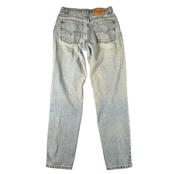 Vtg 90s Levis Womens 11 Jr Relaxed Fit Tapered Leg Light Wash Jeans Stained USA - Picture 12 of 14